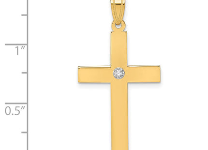 14K gold diamond cross pendant, another view