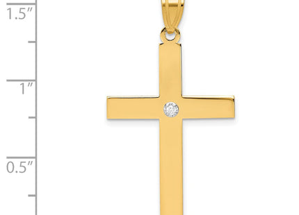 14k Polished .. Diamond Cross Pendant (Style XR779)