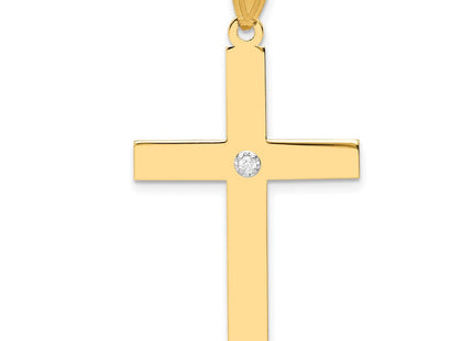14k Polished .. Diamond Cross Pendant (Style XR779)