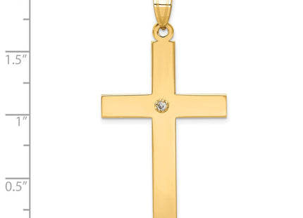14K gold diamond cross pendant, another view