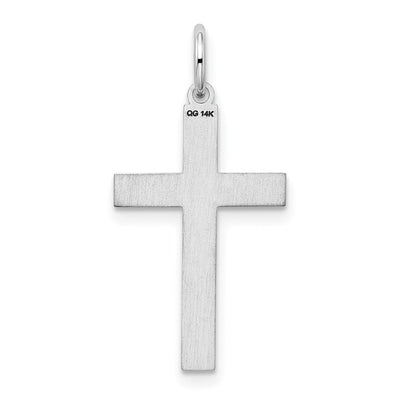 14K White Gold Laser Designed Cross Pendant, 26 x 13mm (R945)