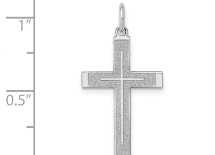 14K White Gold Laser Designed Cross Pendant (Style XR945)