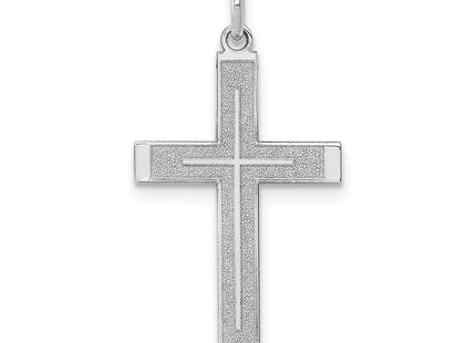 14K White Gold Laser Designed Cross Pendant (Style XR945)