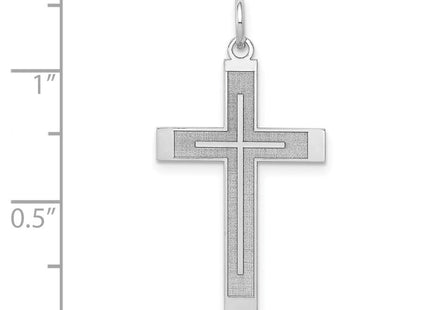 14K White Gold Laser Designed Cross Pendant (Style XR946)