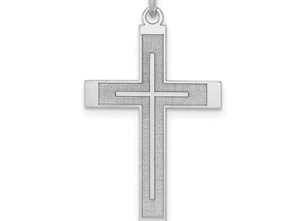 14K White Gold Laser Designed Cross Pendant (Style XR946)