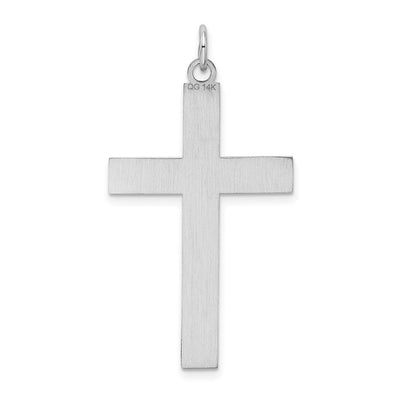 14K White Gold Laser Designed Cross Pendant, 40 x 22mm (R947)