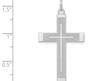 14K White Gold Laser Designed Cross Pendant (Style XR947)