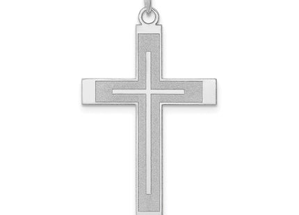 14K White Gold Laser Designed Cross Pendant (Style XR947)