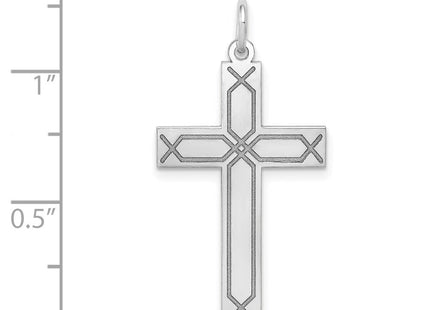 14K White Gold Laser Designed Cross Pendant (Style XR950)