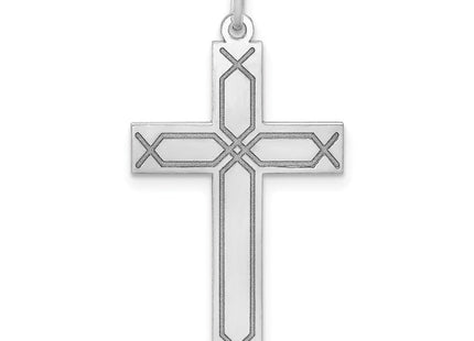 14K White Gold Laser Designed Cross Pendant (Style XR950)
