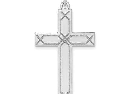 14K White Gold Laser Designed Cross Pendant (Style XR951)
