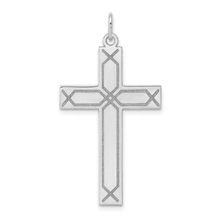14K White Gold Laser Designed Cross Pendant (Style XR951)
