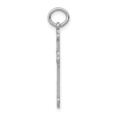 14K White Gold Laser Designed Cross Pendant, 25 x 16mm