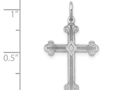 14K White Gold Laser Designed Cross Pendant (Style XR973)