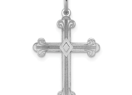 14K White Gold Laser Designed Cross Pendant (Style XR973)