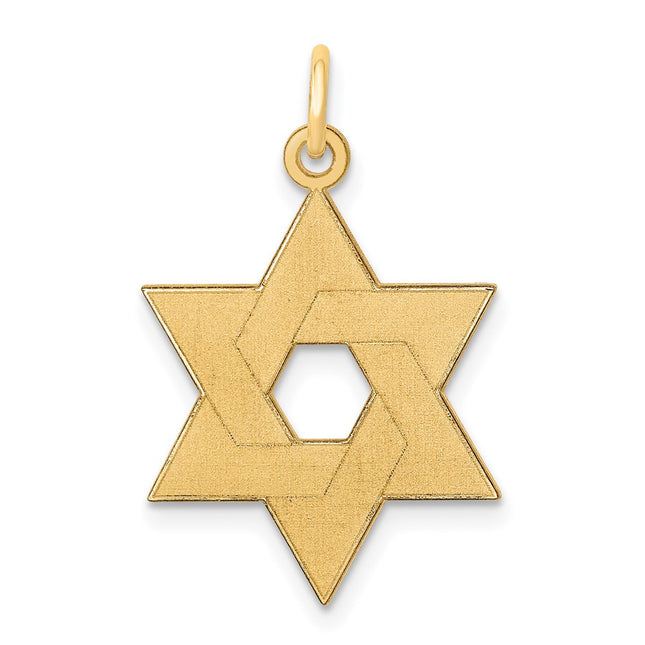 14K Laser Designed Star of David Pendant, 26 x 17mm