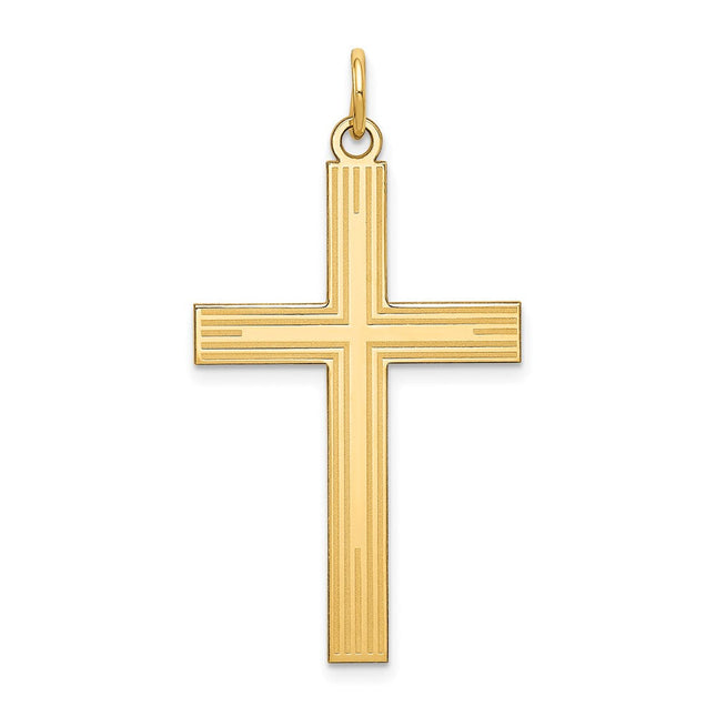 14K Laser Designed Cross Pendant, 39 x 22mm