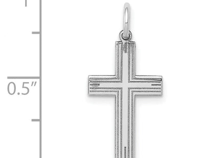 14K White Gold Laser Designed Cross Pendant (Style XR996)
