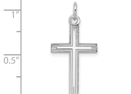 14K White Gold Laser Designed Cross Pendant (Style XR997)