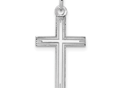 14K White Gold Laser Designed Cross Pendant (Style XR997)