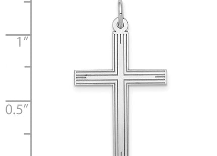 14K White Gold Laser Designed Cross Pendant (Style XR998)