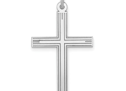 14K White Gold Laser Designed Cross Pendant (Style XR998)