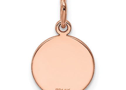 14K rose gold disc charm, another view