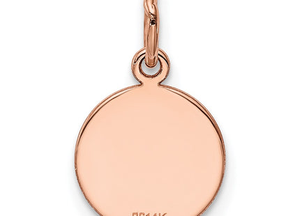 14K Rose Gold Plain .018 Gauge Circular Engraveable Disc Charm, 16 x 10mm