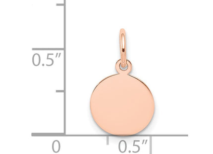 14K Rose Gold Plain .027 Gauge Circular Engraveable Disc Charm, 16 x 10mm