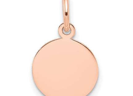 14K Rose Gold Plain .018 Gauge Circular Engraveable Disc Charm, 16 x 10mm