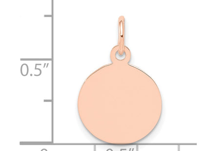 14K Rose Gold Plain .011 Gauge Circular Engraveable Disc Charm, 19 x 12mm