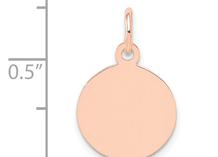 14k Rose Gold Plain .035 Gauge Circular Engraveable Disc Charm