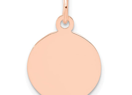 14K Rose Gold Plain .011 Gauge Circular Engraveable Disc Charm, 19 x 12mm