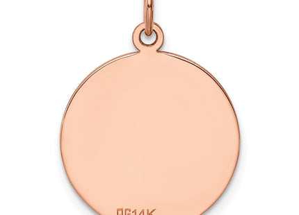 14K Rose Gold Plain .027 Gauge Circular Engraveable Disc Charm, 25 x 18mm