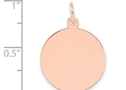 14K rose gold disc charm, further view