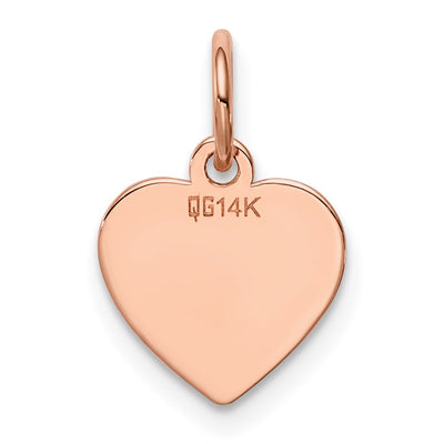 14K Rose Gold Plain .011 Gauge Engraveable Heart Disc Charm, 14 x 9mm