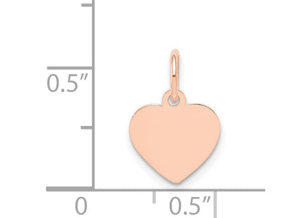 14K Rose Gold Plain .011 Gauge Engraveable Heart Disc Charm, 14 x 9mm