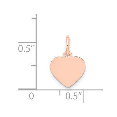 14K Rose Gold Plain .011 Gauge Engraveable Heart Disc Charm, 14 x 9mm
