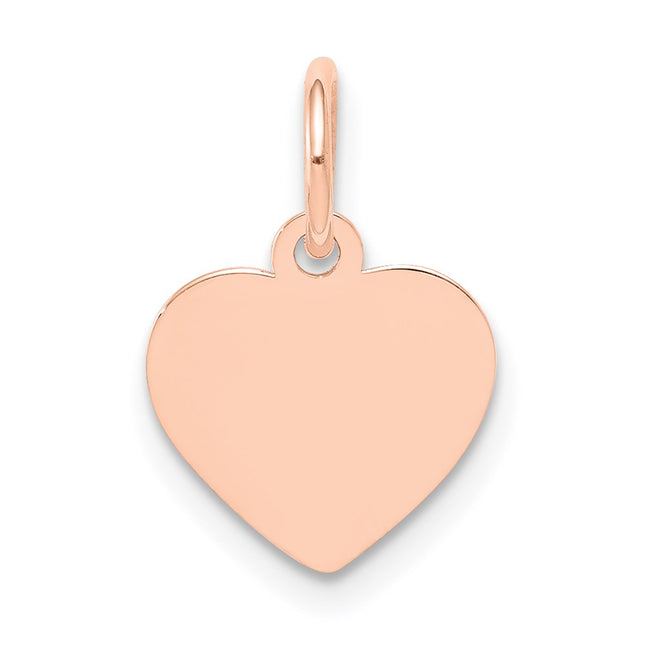 14k Rose Gold Plain .011 Gauge Engraveable Heart Disc Charm, 14 x 9mm