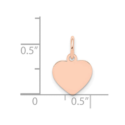 14K Rose Gold Plain .013 Gauge Engraveable Heart Disc Charm, 14 x 9mm