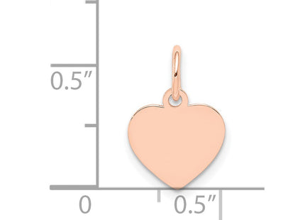 14K Rose Gold Plain .018 Gauge Engraveable Heart Disc Charm, 16 x 10mm