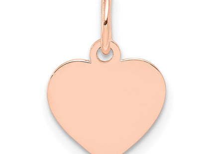 14K Rose Gold Plain .018 Gauge Engraveable Heart Disc Charm, 16 x 10mm