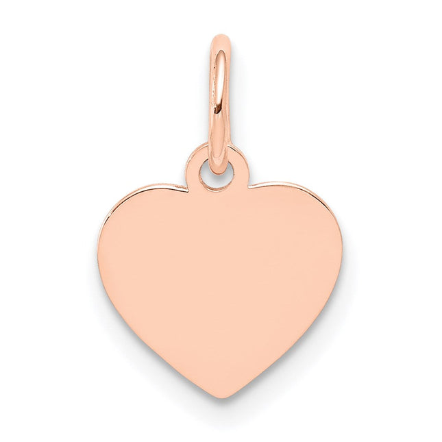 14k Rose Gold Plain .013 Gauge Engraveable Heart Disc Charm, 24 x 20mm