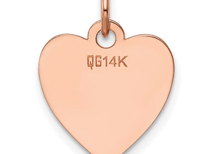 14K Rose Gold Plain .013 Gauge Engraveable Heart Disc Charm, 18 x 14mm