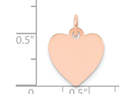 14K Rose Gold Plain .018 Gauge Engraveable Heart Disc Charm, 18 x 14mm