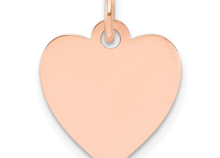 14K Rose Gold Plain .018 Gauge Engraveable Heart Disc Charm, 18 x 14mm