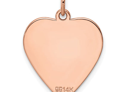 14K Rose Gold Plain .018 Gauge Engraveable Heart Disc Charm, 24 x 20mm