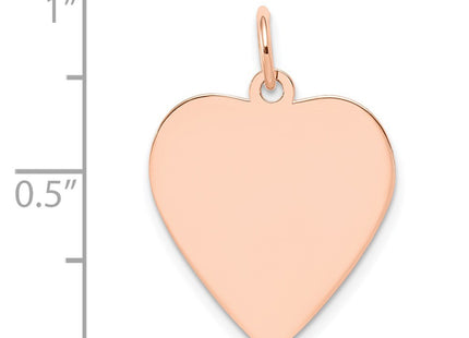 14K Rose Gold Plain .018 Gauge Engraveable Heart Disc Charm, 24 x 20mm