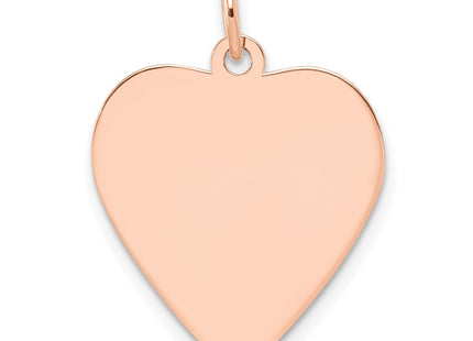 14K Rose Gold Plain .018 Gauge Engraveable Heart Disc Charm, 24 x 20mm