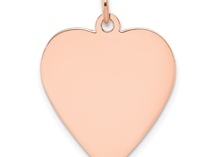 14K Rose Gold Plain .013 Gauge Engraveable Heart Disc Charm, 27 x 21mm